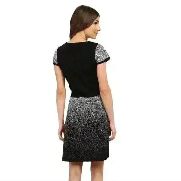 NEW London Times Short Sleeve A-Line Sweater Dress, Black / Ivory; $79 - Picture 2 of 8
